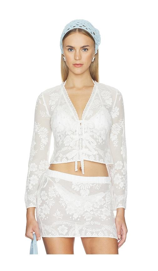 loveshackfancy stacellea top in white. - size l (also in m, s, xl, xs, xxs)