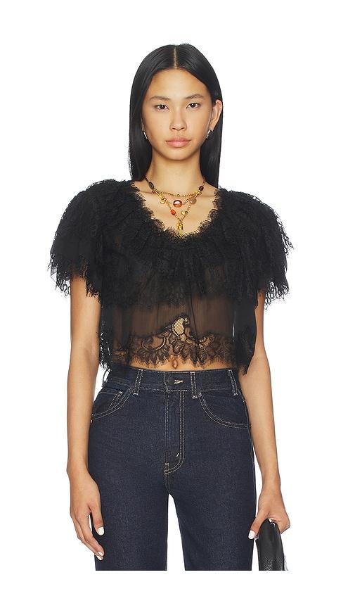 loveshackfancy vienne top in black. - size xl (also in xxl)
