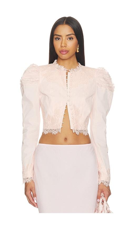 loveshackfancy zephira jacket in pink. - size 0 (also in 4)