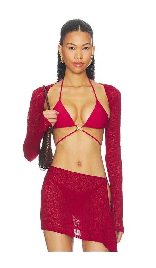 lovewave the kimchi shrug top in burgundy. - size l (also in m, s, xl, xs)