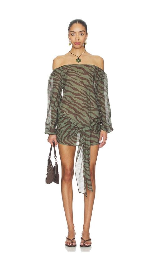 lovewave the neko mini dress in army,brown. - size s (also in xs)