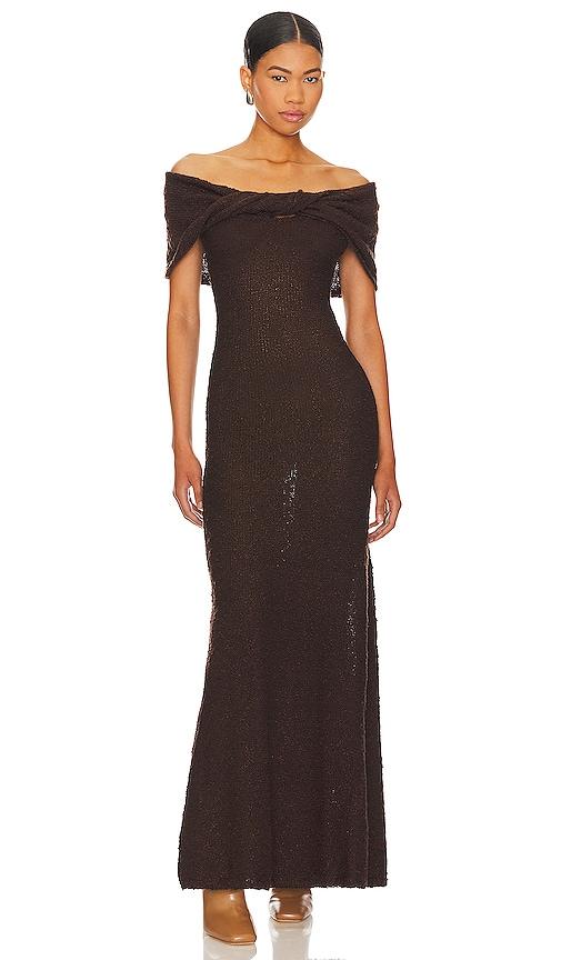lpa caley maxi dress in chocolate. - size l (also in m, s, xl, xs, xxs)