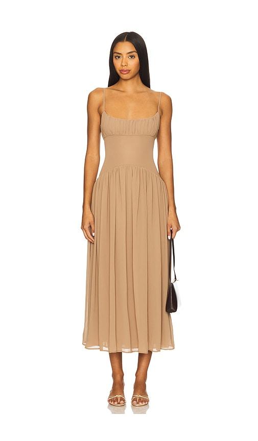 lpa dawn midi dress in brown. - size l (also in m, s)