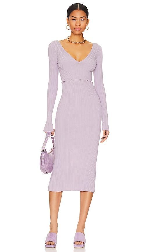 lpa delaire button off midi dress in lavender. - size l (also in xl)