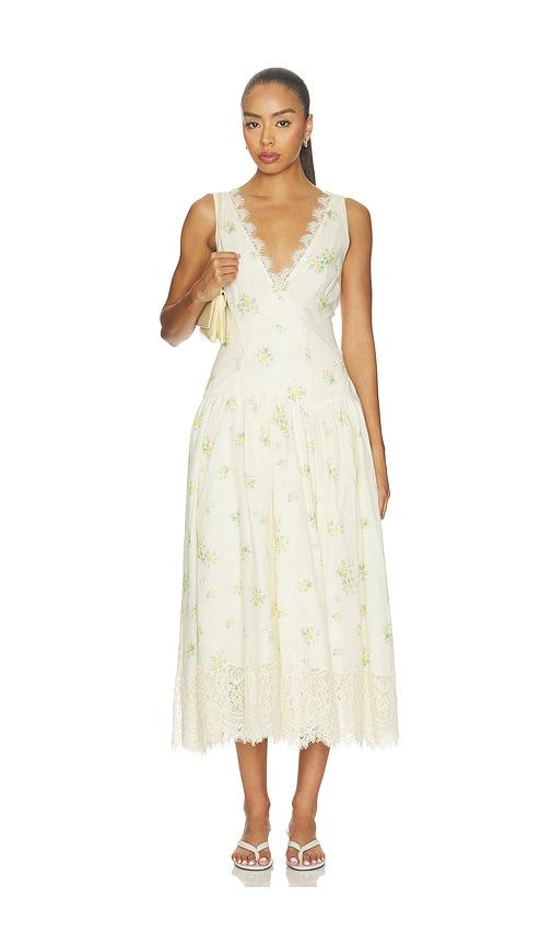 lpa everly midi dress in cream. - size l (also in xxs, xs, s, m, xl)