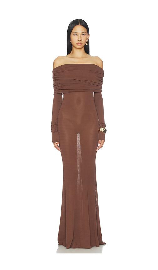 lpa marren maxi knit dress in brown. - size l (also in s, xxs, xs, m)