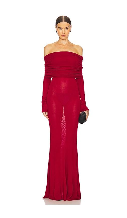 lpa marren maxi knit dress in red. - size s (also in xs)