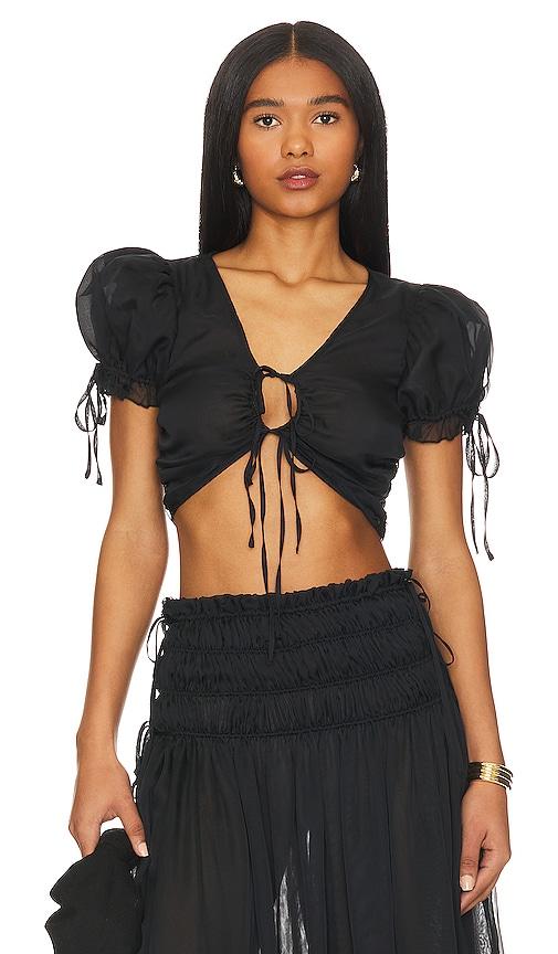 lpa ophelia tie front top in black. - size m (also in s)