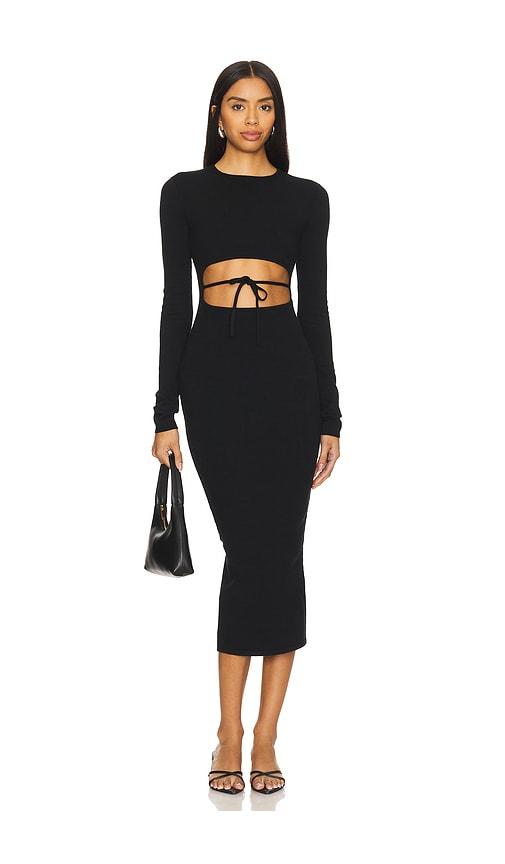 lpa romona knit midi dress in black. - size l (also in m)
