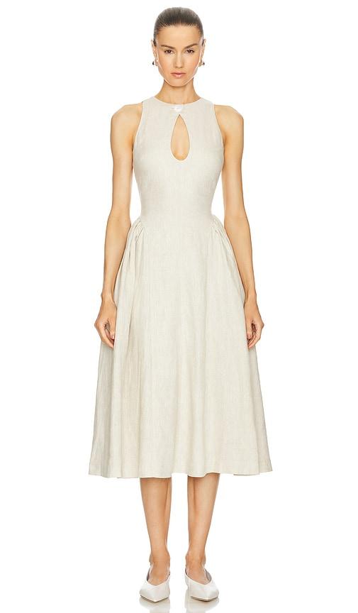 lpa seina midi dress in neutral. - size m (also in s, xs)
