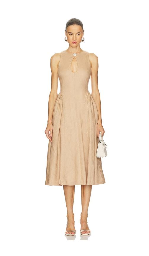 lpa seina midi dress in taupe. - size m (also in xs, s)