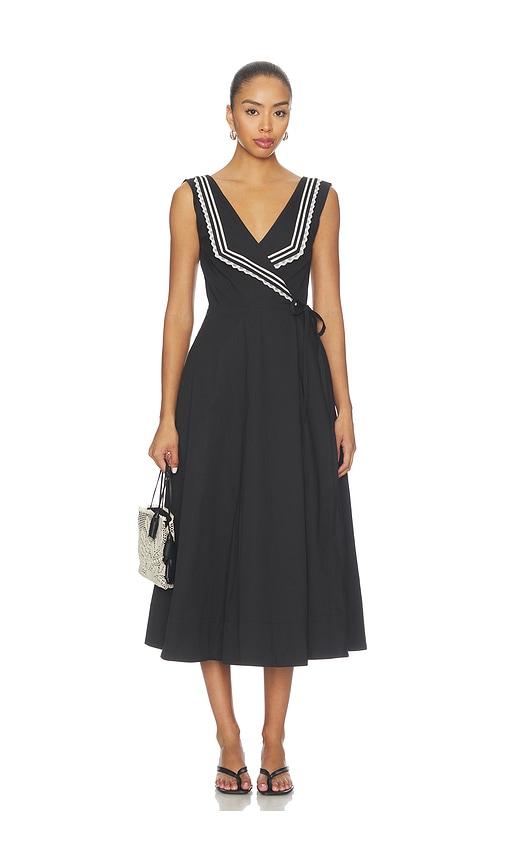 lpa thea midi dress in black & white. - size l (also in xxs, xs, s, m, xl)