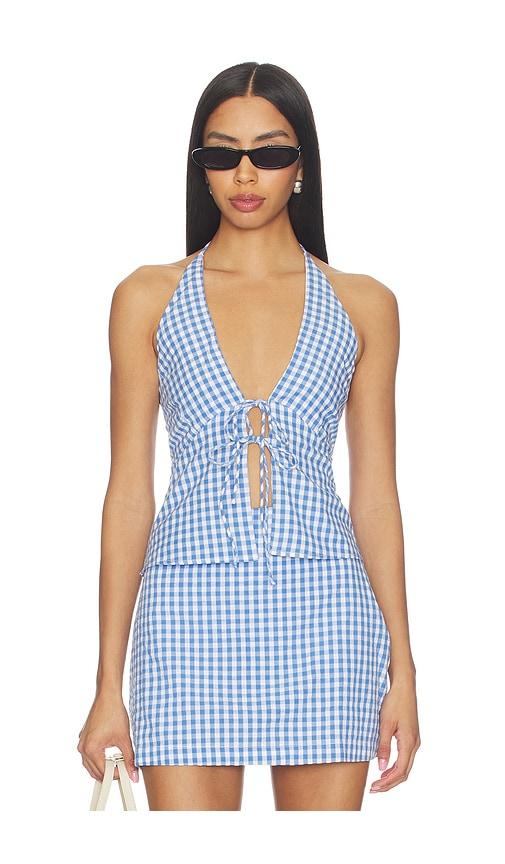 lspace april top in blue. - size l (also in m, s, xl, xs)