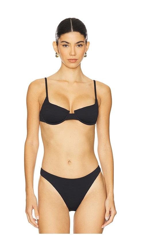 lspace belle bikini top in black. - size l (also in s)