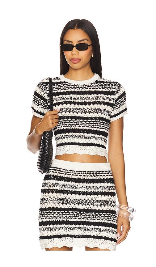 lspace caicos top in black,cream. - size l (also in s, xs, m, xl)