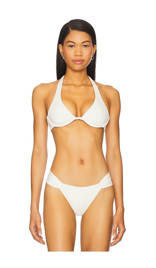 lspace eco ocean rib isa bikini top in cream. - size s (also in xs)