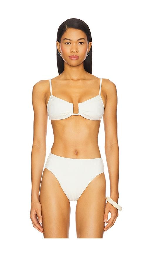 lspace eco ocean rib peyton bikini top in cream. - size xl (also in xs)