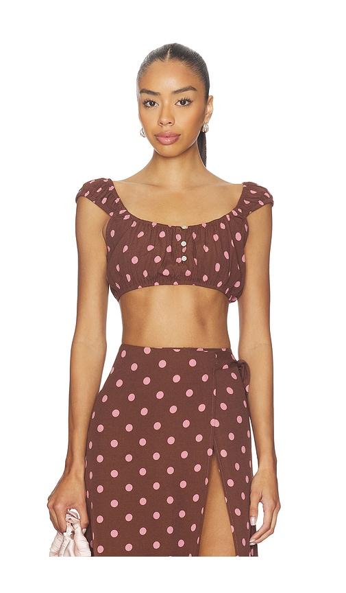 lspace ever top in brown. - size l (also in m, s, xl, xs)