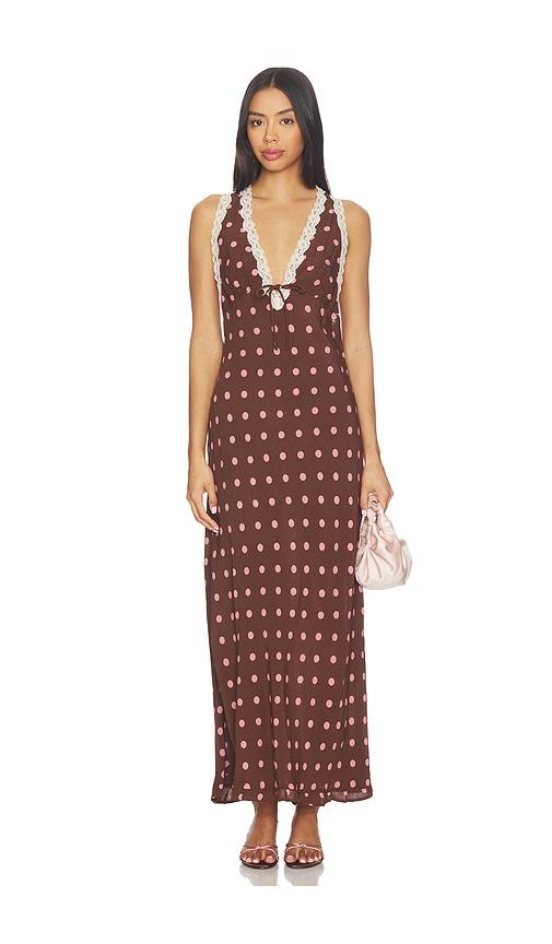 lspace eyes on you maxi dress in brown. - size l (also in s, xs, m, xl)