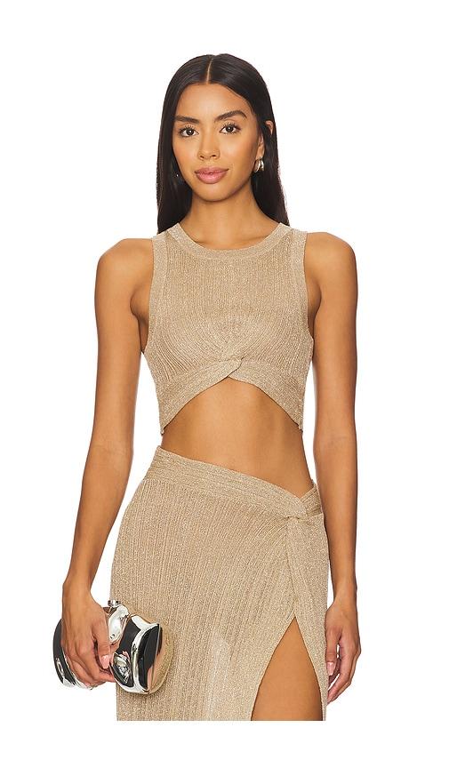 lspace heart of gold tank in metallic gold. - size l (also in m, xl)