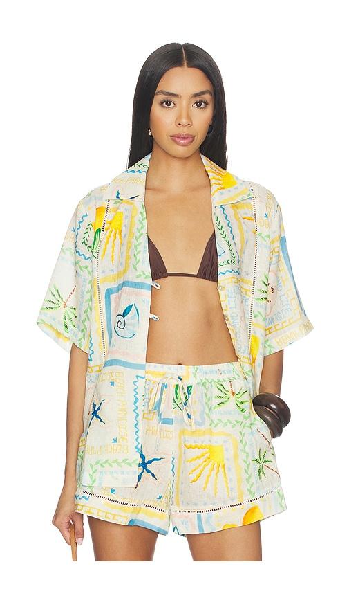 lspace la mer shirt in beige. - size l (also in s, xs, m)
