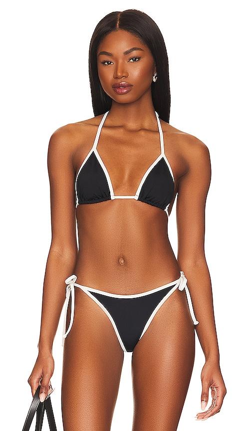 lspace lotus bikini top in black. - size m (also in xs)