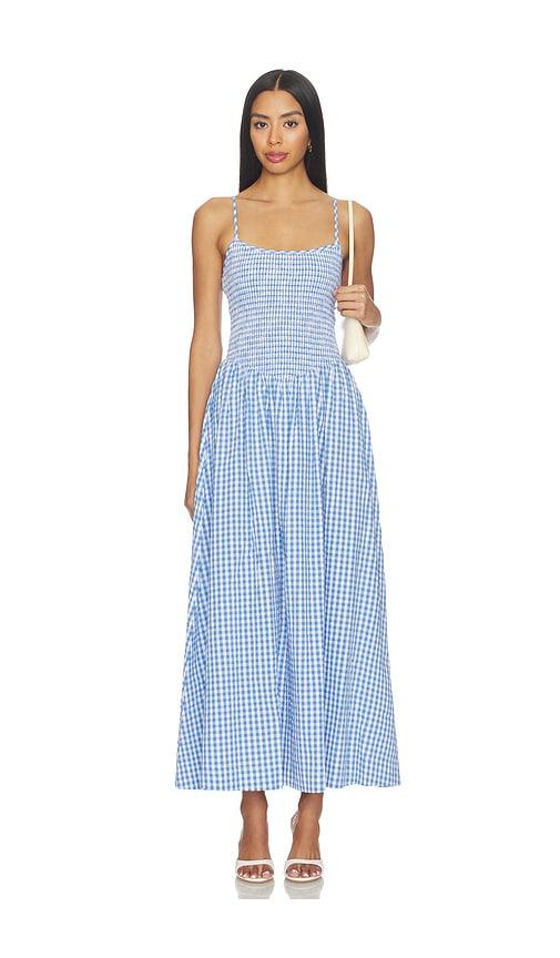 lspace misha midi dress in blue. - size l (also in s, xs, m, xl)