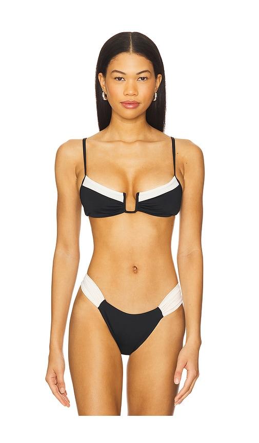 lspace peyton bikini top in black. - size l (also in s, xs, m, xl)
