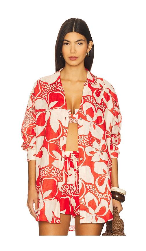 lspace rio tunic shirt in red. - size m/l (also in xs/s)