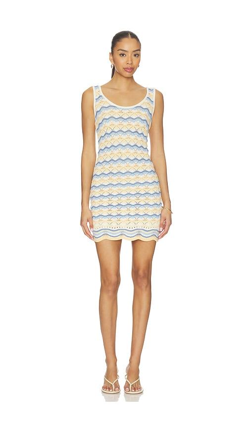 lspace sunchaser dress in white,blue. - size l (also in s, xl)