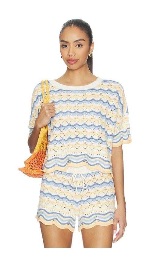 lspace sunchaser top in blue,lemon. - size l (also in s, m, xl)