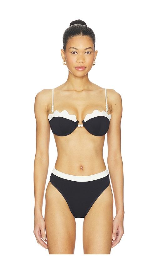 lspace sunrise seashell bikini top in black,white. - size m (also in s)