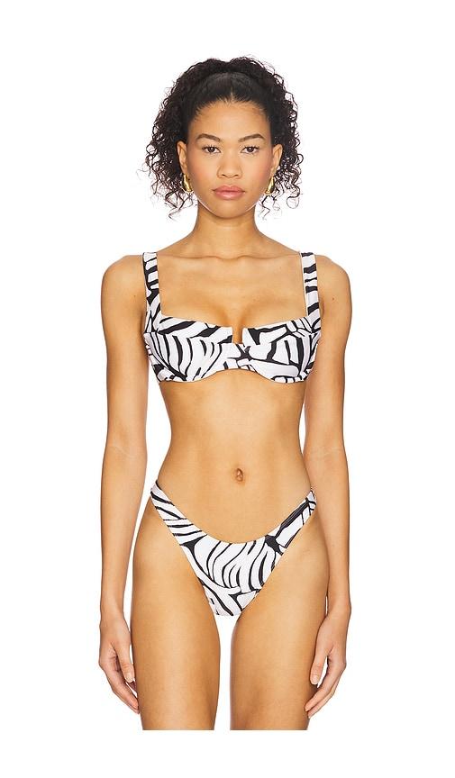 lspace x rails bianca bikini top in white,black. - size s (also in xs)