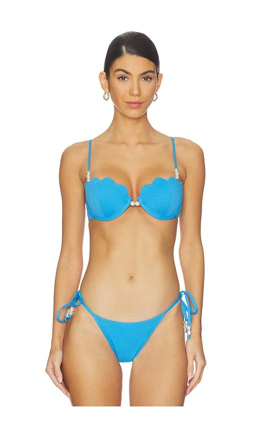 lspace x revolve sunrise shell bikini top in blue. - size m (also in s, xs)