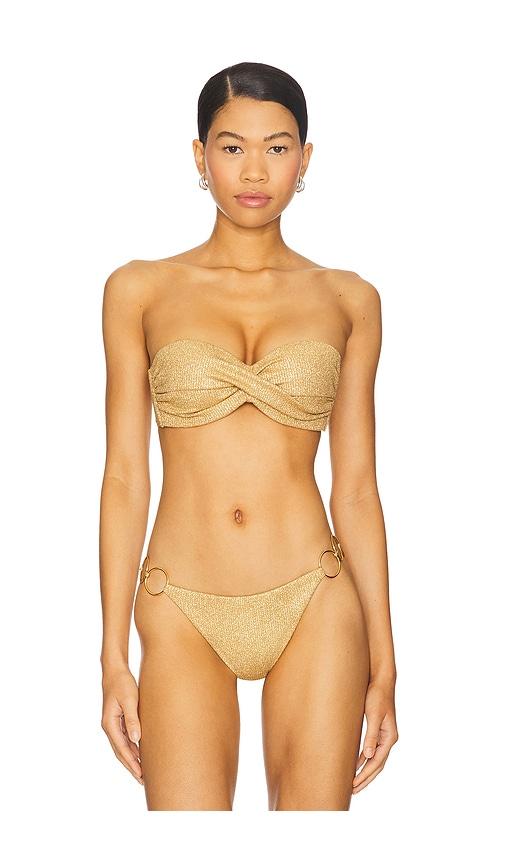 luli fama golden sunset underwire push up bikini top in metallic gold. - size l (also in m, xl)