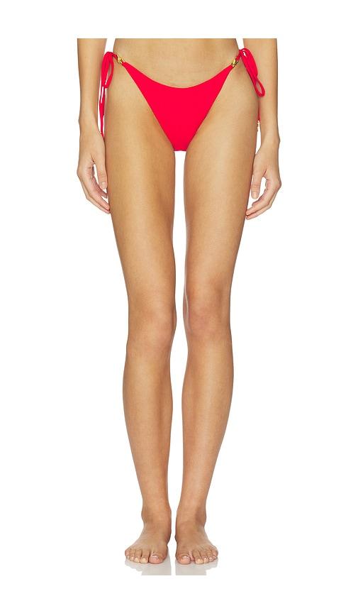 luli fama high tide knot seamless ruched back brazilian in red. - size l (also in xs, s, m)