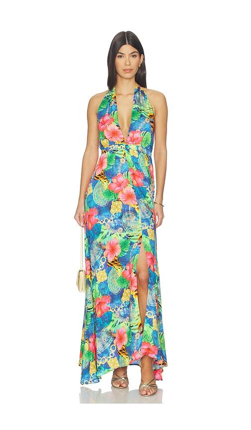 luli fama jungle reign convertible maxi dress in blue,green. - size l (also in xs, s, m)