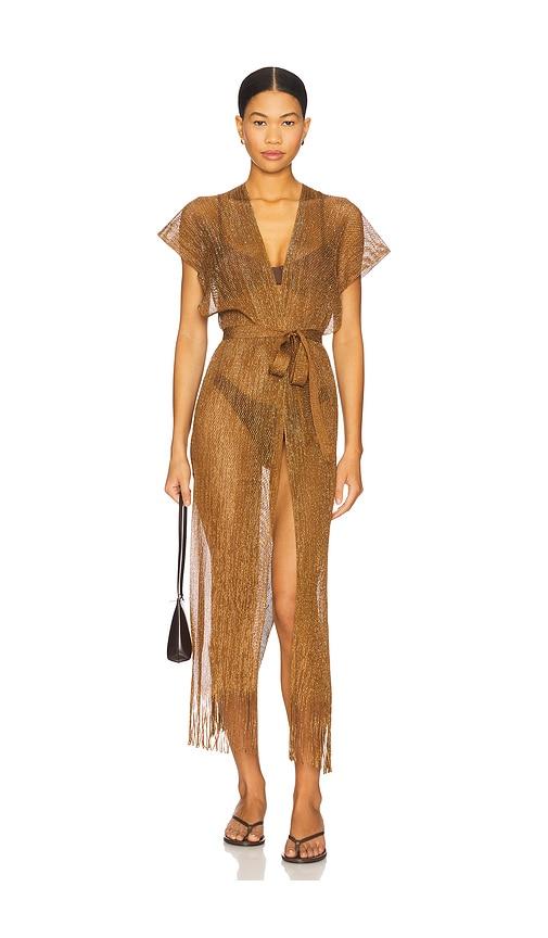 luli fama long caftan in brown.