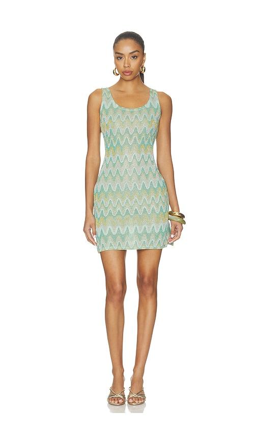 luli fama lucid waters tank dress in teal. - size l (also in xs, s, m)