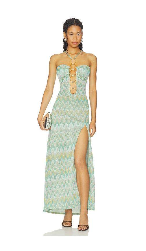 luli fama x revolve lucid waters halter ring long dress in multi. - size m (also in xs, s)