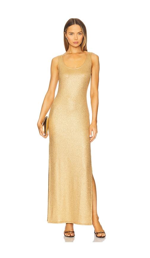 luli fama x revolve tank dress in metallic gold, yellow. - size l (also in m)