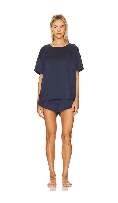 lunya washable silk tee set in navy. - size s (also in xl)
