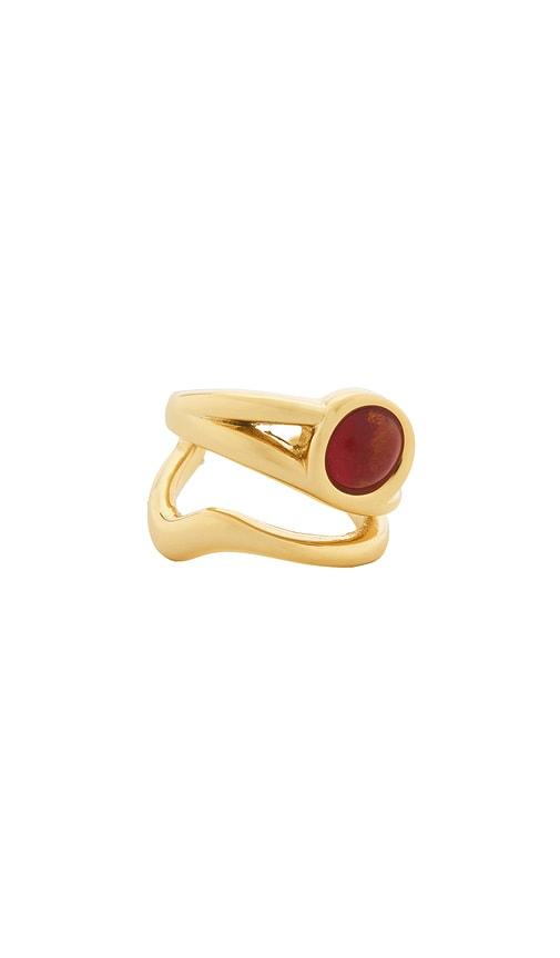 luv aj amber honey resin ear cuff in metallic gold.