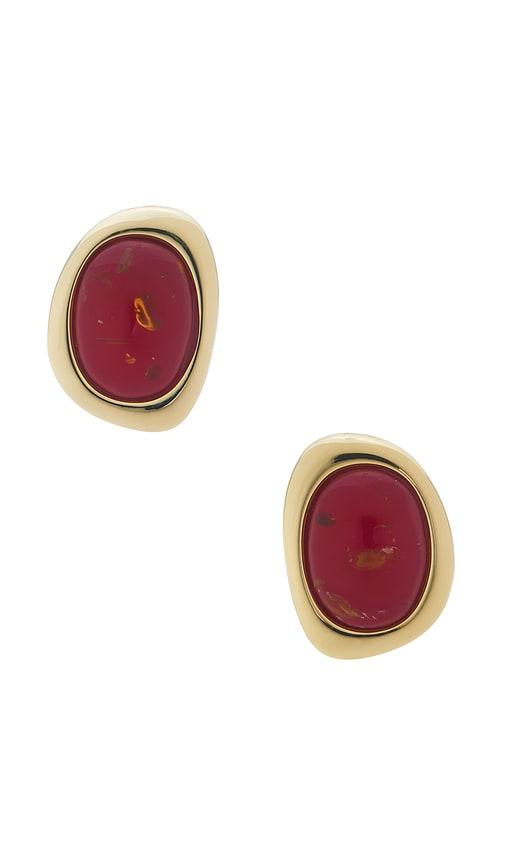 luv aj the amber honey resin stud earrings in metallic gold.