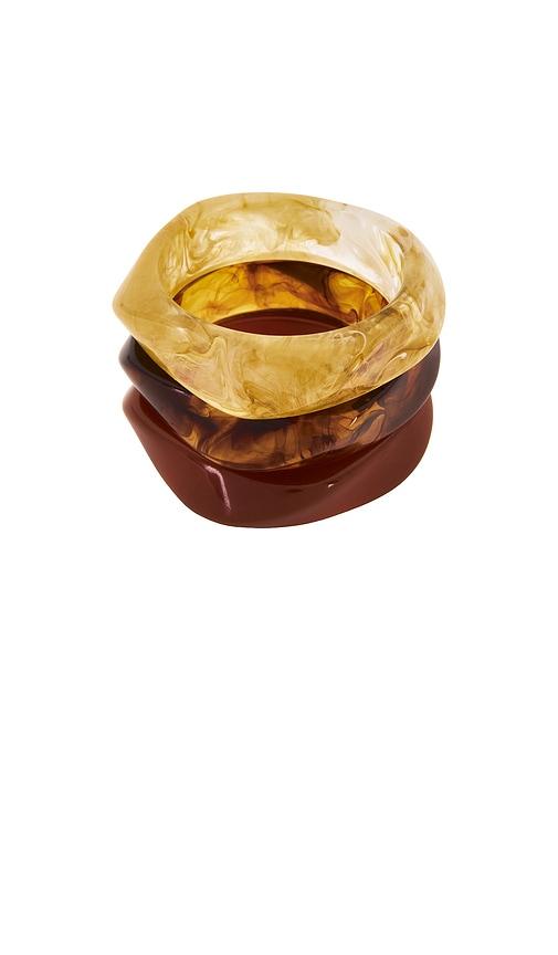 luv aj the formentera bangle set in brown,yellow.