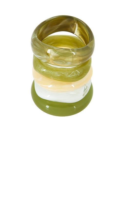 luv aj the formentera bangle set in green.