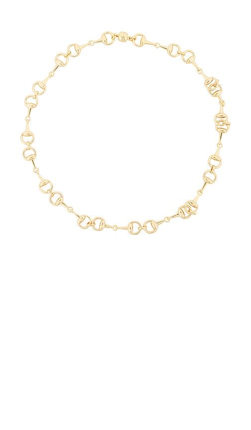luv aj the horsebit necklace in metallic gold.