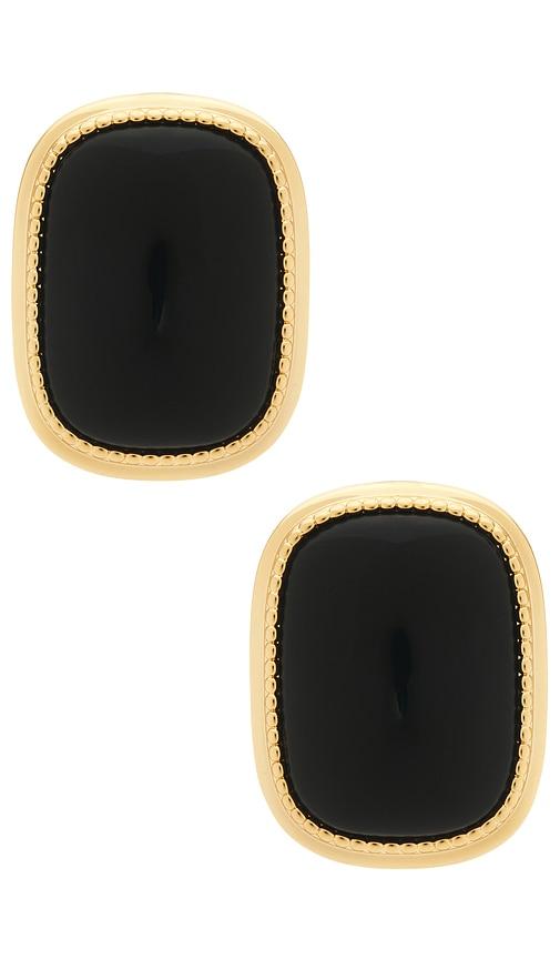 luv aj the midnight mesa statement studs earring in black,metallic gold.