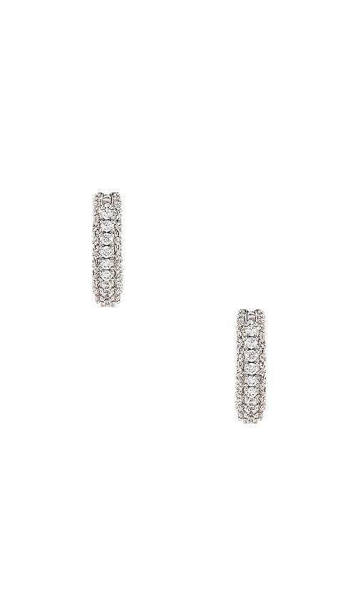 luv aj the pave amalfi huggies in metallic silver.
