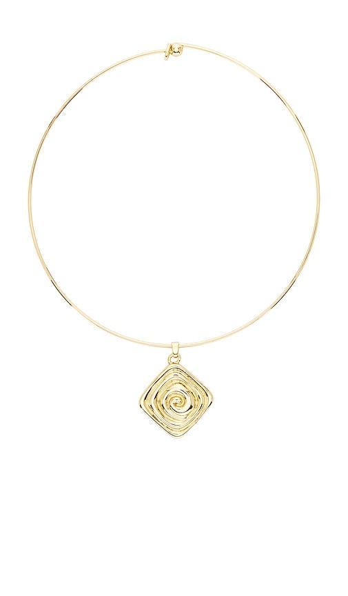 luv aj the seychelles choker in metallic gold.